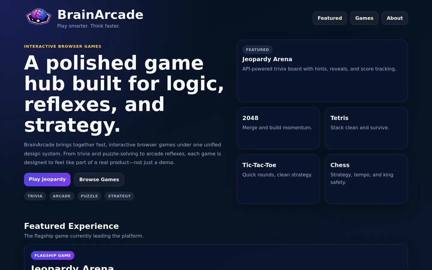 BrainArcade interface